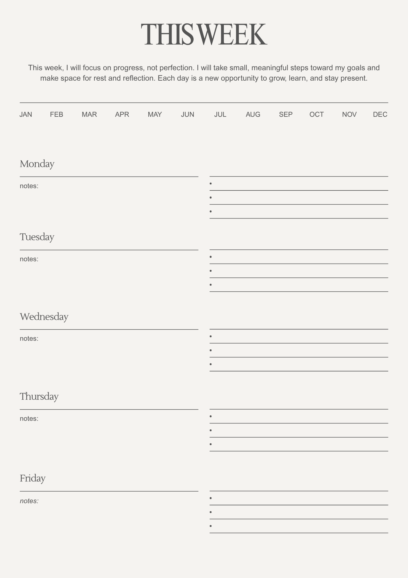 Beige minimalist This Week printable planner