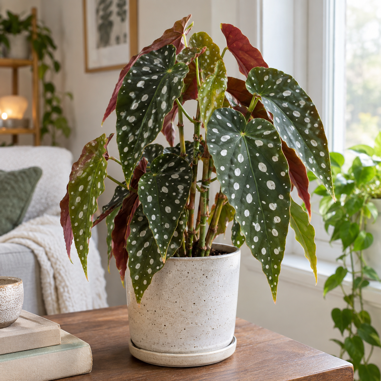 Healthy Polka Dot Begonia Begonia maculata growing indoors