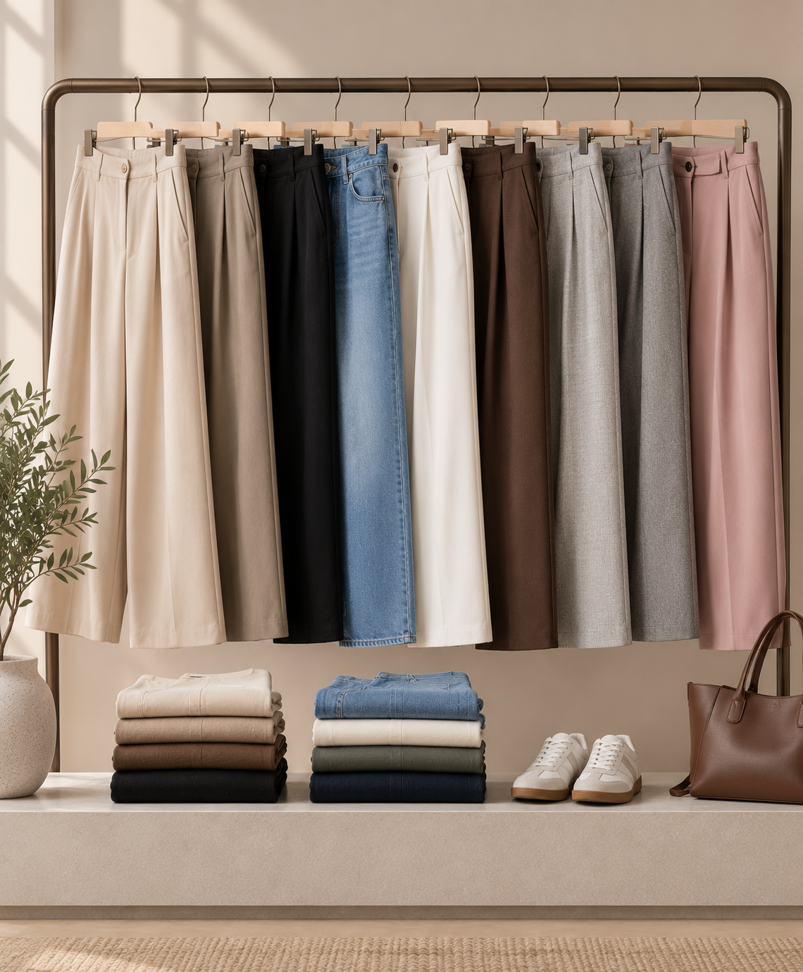 Wide leg trousers modest wardrobe essentials