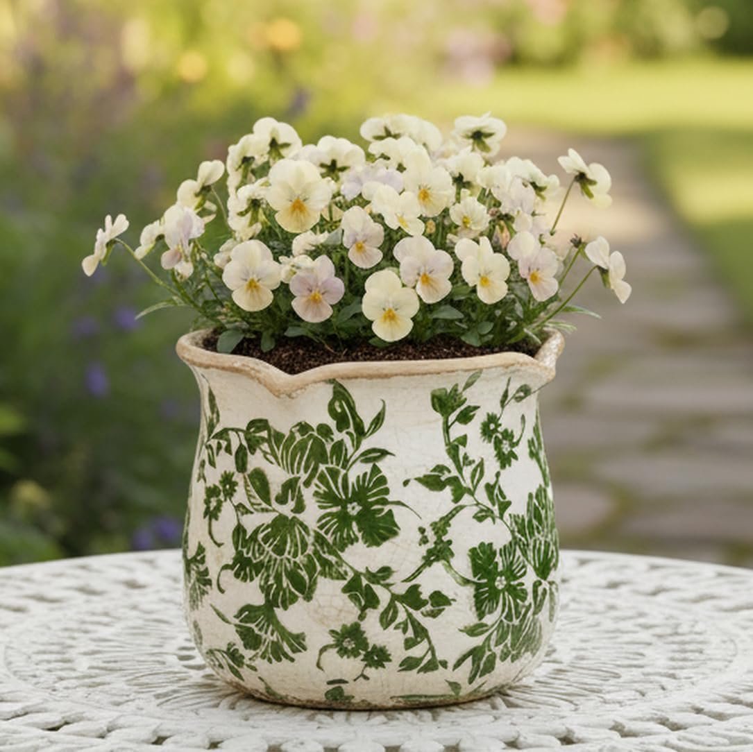 Xiaan Jiaju green vintage Tuscan ceramic plant pot