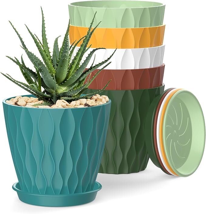 SQKH colorful 4 inch indoor plant pots with drainage trays
