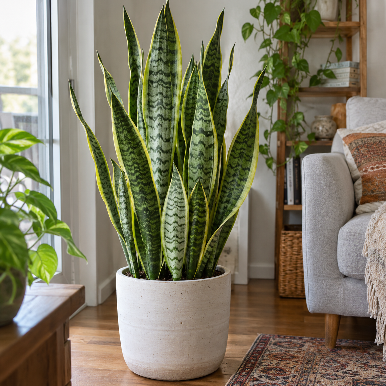 Healthy Snake Plant growing indoors